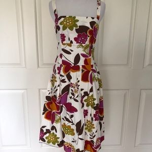 WHITE PINK PURPLE HIPPIE FLORAL SUNDRESS MOD LINED
